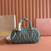 ARCADIE MATELASSÉ BAG 22 OLIVE GRAY IN CALFSKIN GOLD HARDWARE