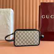 GUCCI MINI BAG 22 BLACK WITH INTERLOCKING G IN CANVAS