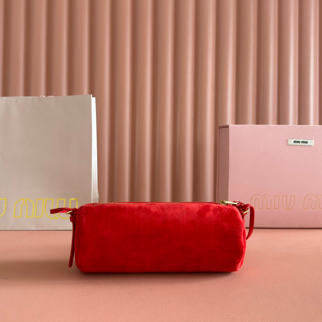SUEDE BAG 22 RED GOLD HARDWARE