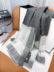 SCARF 200 CM IN MOUSE GRAY MIX WHITE CASHMERE 402261
