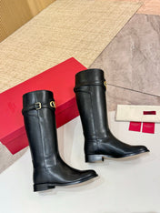 VALENTINO 26S TALL BOOTS IN BLACK CALFSKIN