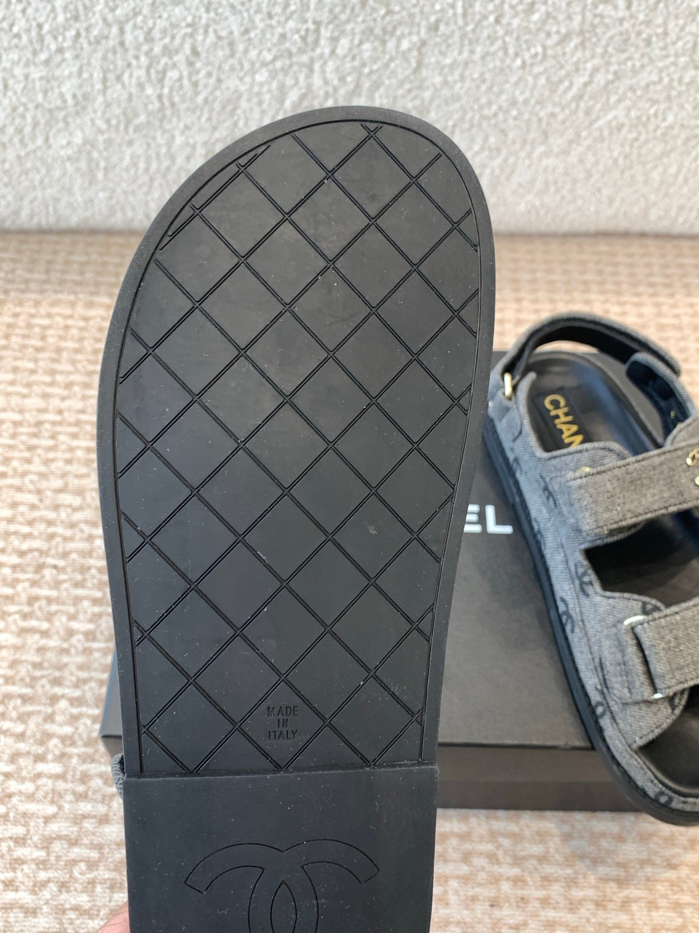 DAD SANDAL IN BLACK DENIM FABRIC