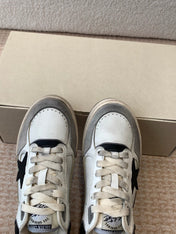 FORTY2 SNEAKERS WITH BLACK STAR WHITE CALFSKIN AND GREY SUEDE UPPER