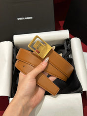 YSL 25S BELT 30 MM IN BROWN CALFSKIN 538010