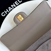CHANEL 26S FLAP BAG 25 IN CHARCOAL GREY QUILTED SUEDE
