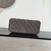 CHANEL 26S FLAP BAG 25 IN CHARCOAL GREY QUILTED SUEDE