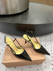 GIANVITO ROSSI 26S HEELED SLINGBACKS 85 MM IN BLACK PATENT CALFSKIN