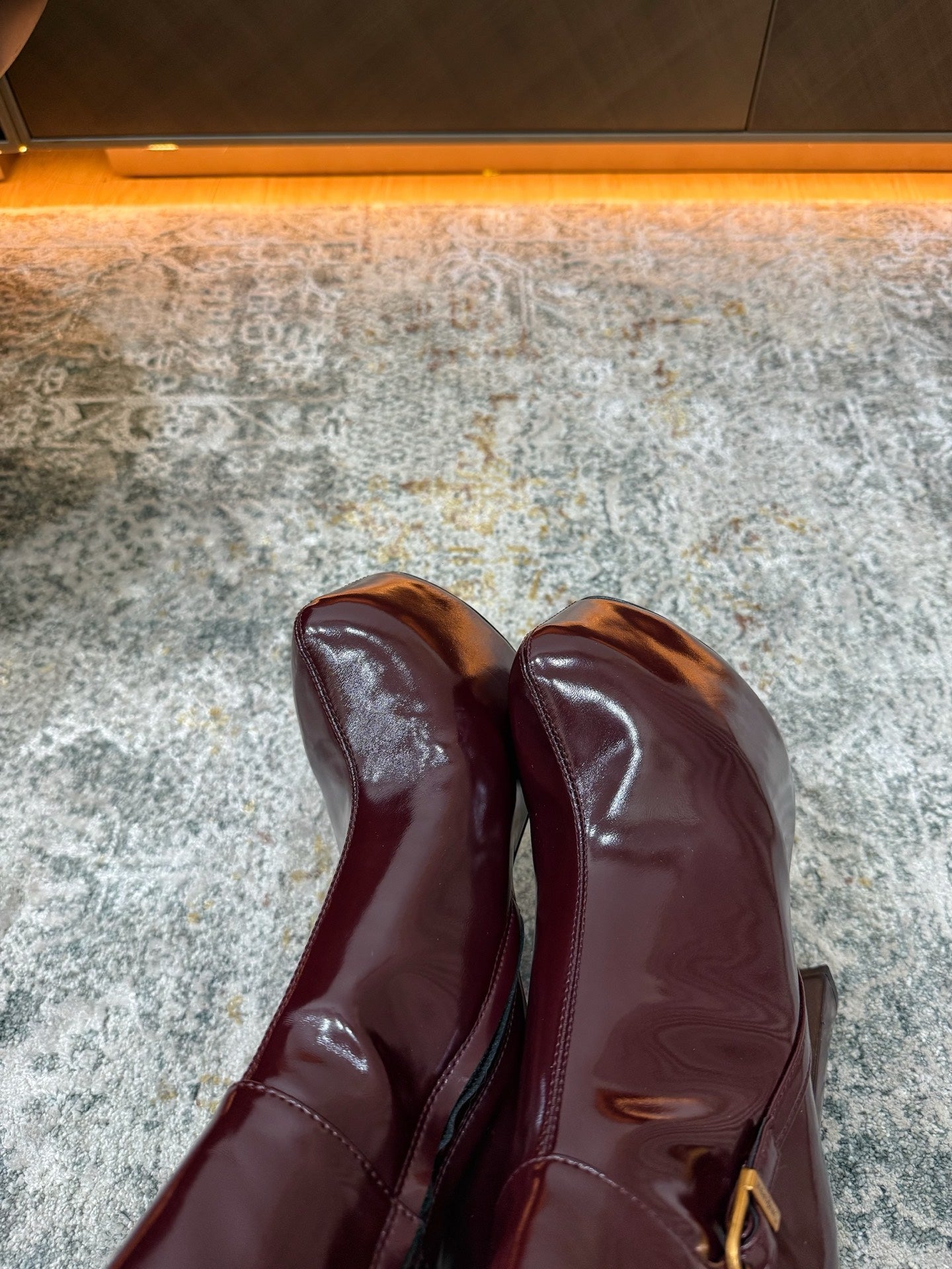 YSL 26S KNEE HIGH BOOTS 130 MM IN BURGUNDY CALFSKIN