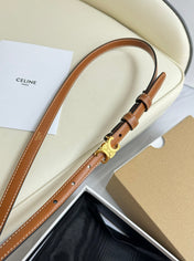 MINI TRIOMPHE BELT 13 MM BRONZE BROWN LEATHER GOLD HARDWARE