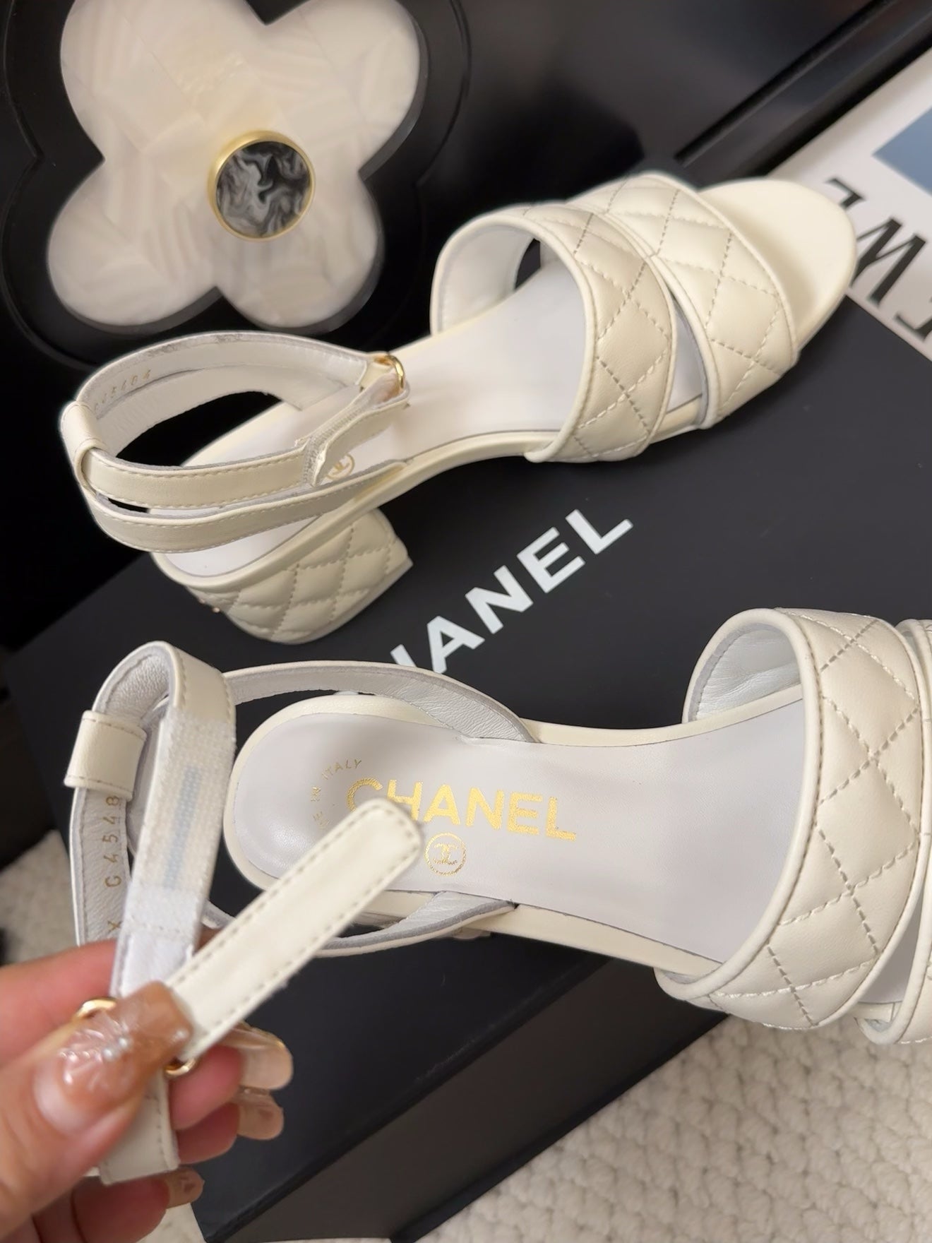 25C Sandal 45mm Open Heel White Lambskin 233492