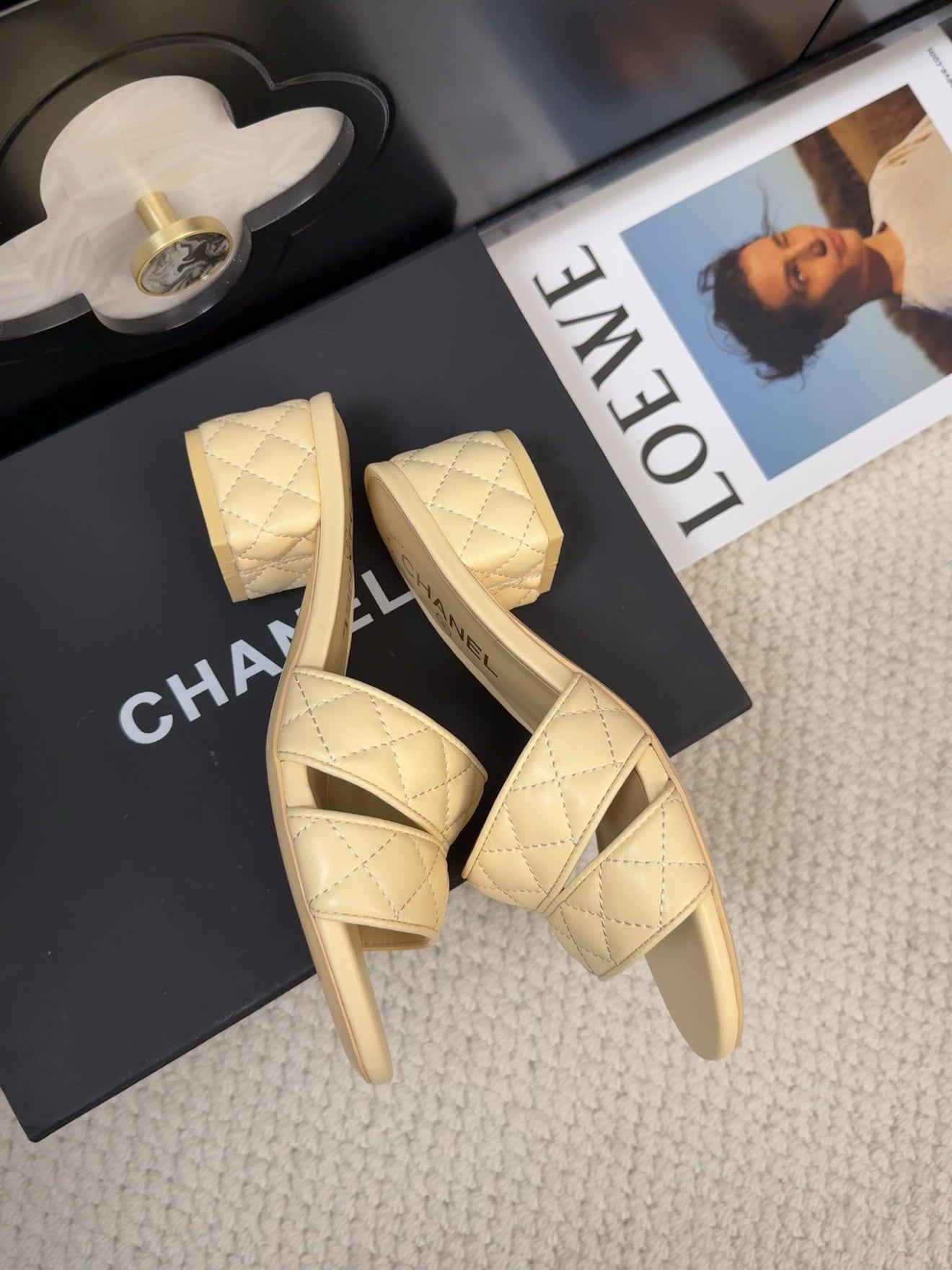 CC 25C Mule Sandal 45mm Open Heel Beige Lambskin 233493