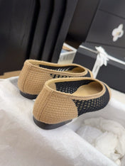 CC 25 Ballet Flat Beige Black Raffia