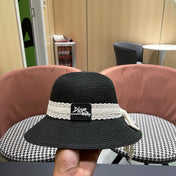 DIOR 26S STRAW SUN HAT WITH LACE RIBBON TRIM STYLE 136