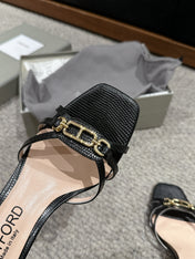 WHITNEY HIGH 6 CM MULE IN BLACK CROCODILE LEATHER