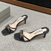 WHITNEY HIGH 6 CM MULE IN BLACK CROCODILE LEATHER