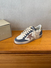 BALL STAR SNEAKERS GLITTER STAR IN BRIGHT GRAY SUEDE AND WHITE CALFSKIN