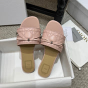 DIOR 26S FLAT MULES IN PINK QUILTED LAMBSKIN SILVER HARDWARE
