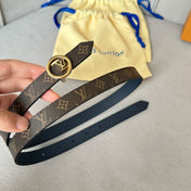 LV Circle 20mm Reversible Belt Gold Buckle Black Brown Leather