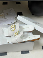 DIOR CLASSIC MONTAIGNE SANDALS 25S IN WHITE LAMBSKIN WITH CD LOGO