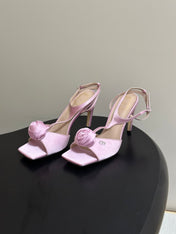 DIOR 26S ROSE HEELED SANDALS 85MM IN PINK SATIN