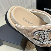 Women's slippers with two crossed straps sheepskins beige cream