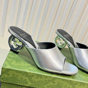 GG  Women's Heeled Sandals Silver