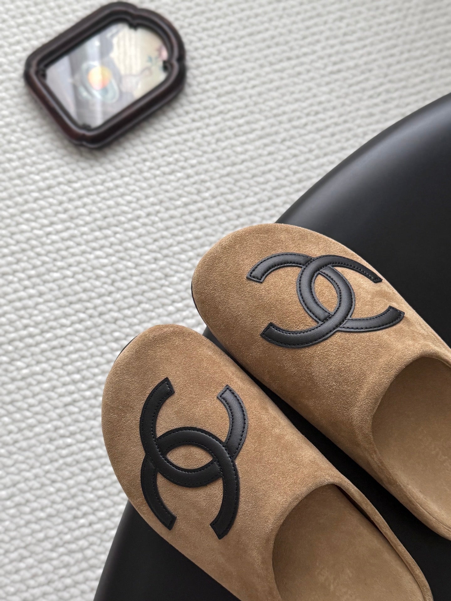 CHANEL 26S MULES IN BROWN SUEDE ROUND TOE