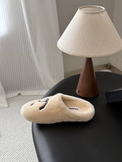CHANEL 26S MULES IN WHITE SHEARLING LINING ROUND TOE
