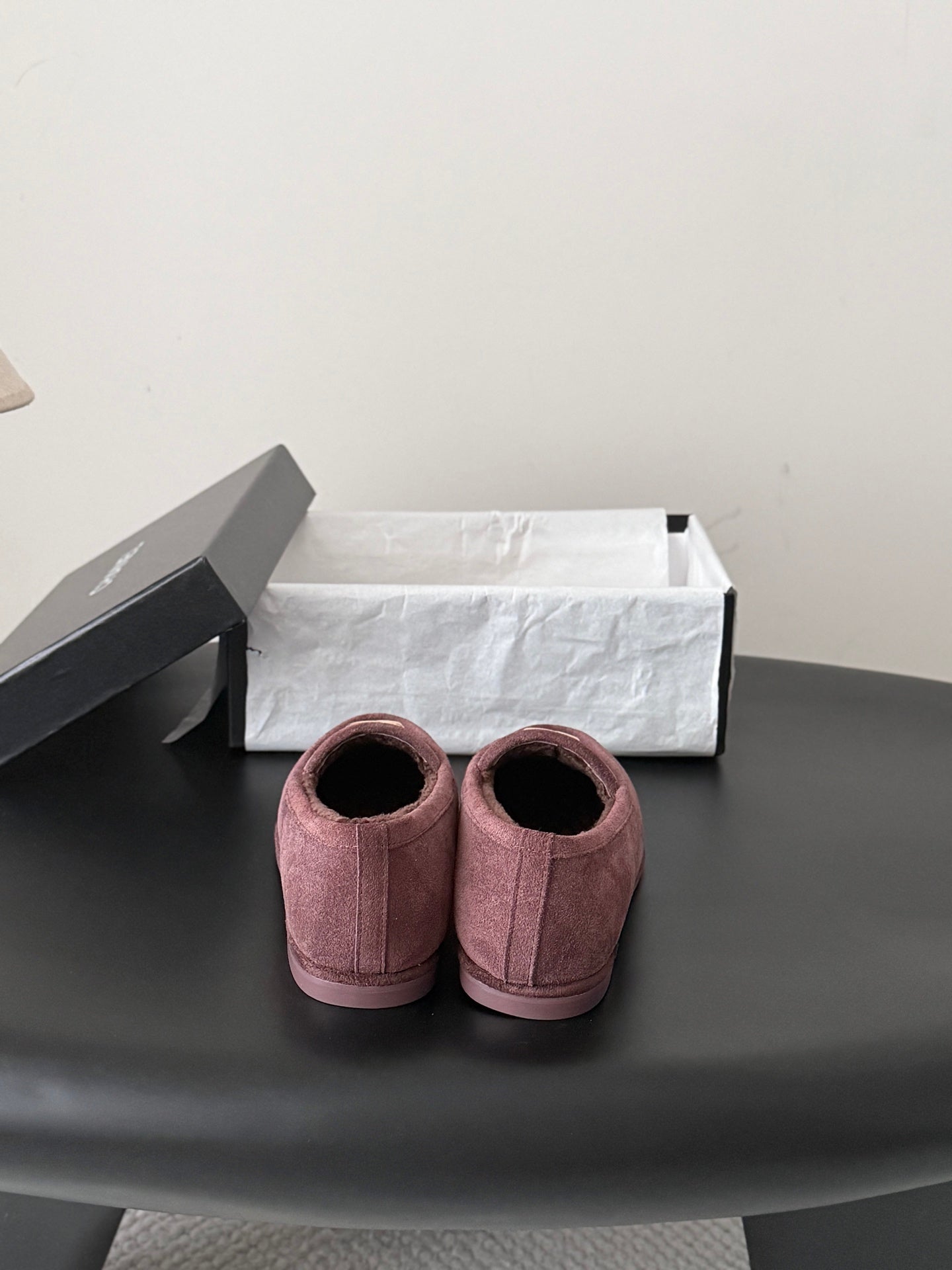CHANEL 26S LOAFERS IN PURPLE SUEDE AND SHEARLING LINING