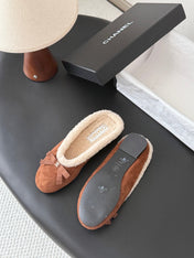 CHANEL 26S MULES IN BROWN SUEDE AND SHEARLING