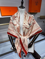 HERMES 26S SCARF 140 IN SILK AND CASHMERE 495971