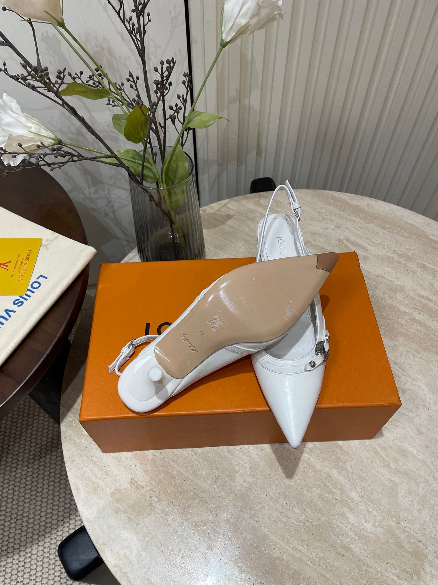 HIGH SLINGBACKS 5 CM IN WHITE CALFSKIN