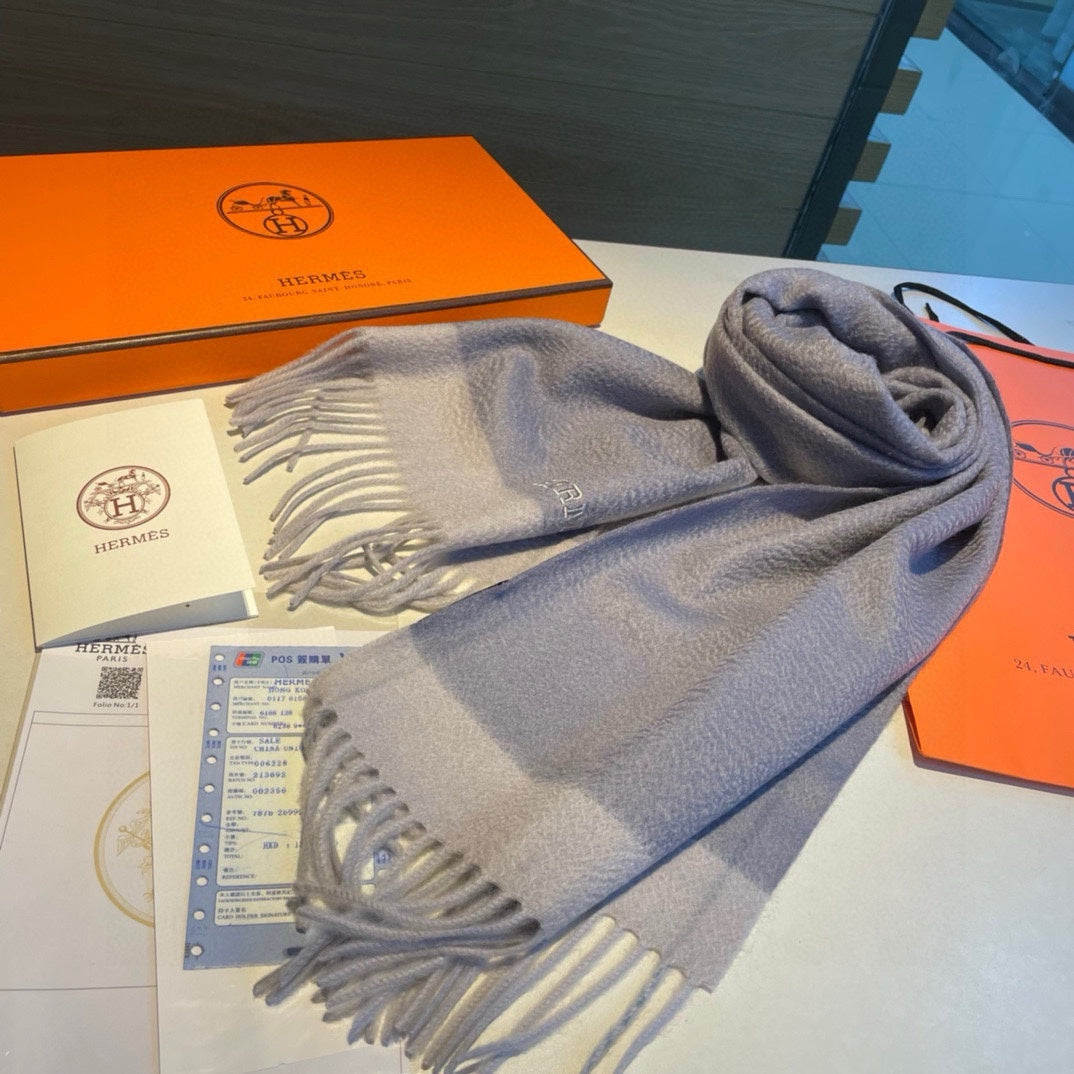 SCARF 180 CM IN LAVENDER GRAY CASHMERE 366049