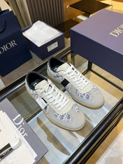 DIOR 26S B01 MATCHPOINT SNEAKER IN BLUE & WHITE OBLIQUE JACQUARD CANVAS AND SUEDE