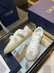 DIOR 26S B01 MATCHPOINT SNEAKER IN GRAY AND WHITE CALFSKIN WITH GRAY SUEDE
