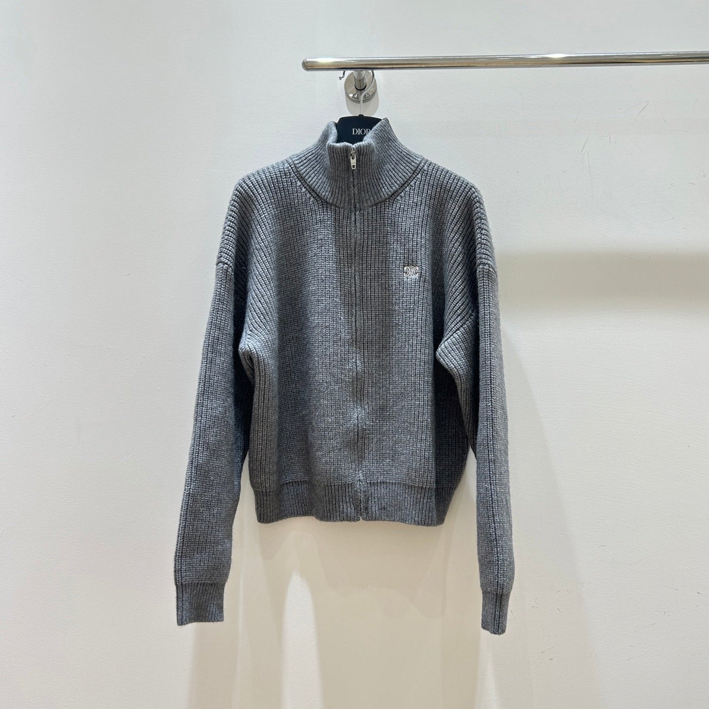 CELINE 26S ZIP-UP RIBBED KNIT CARDIGAN 750