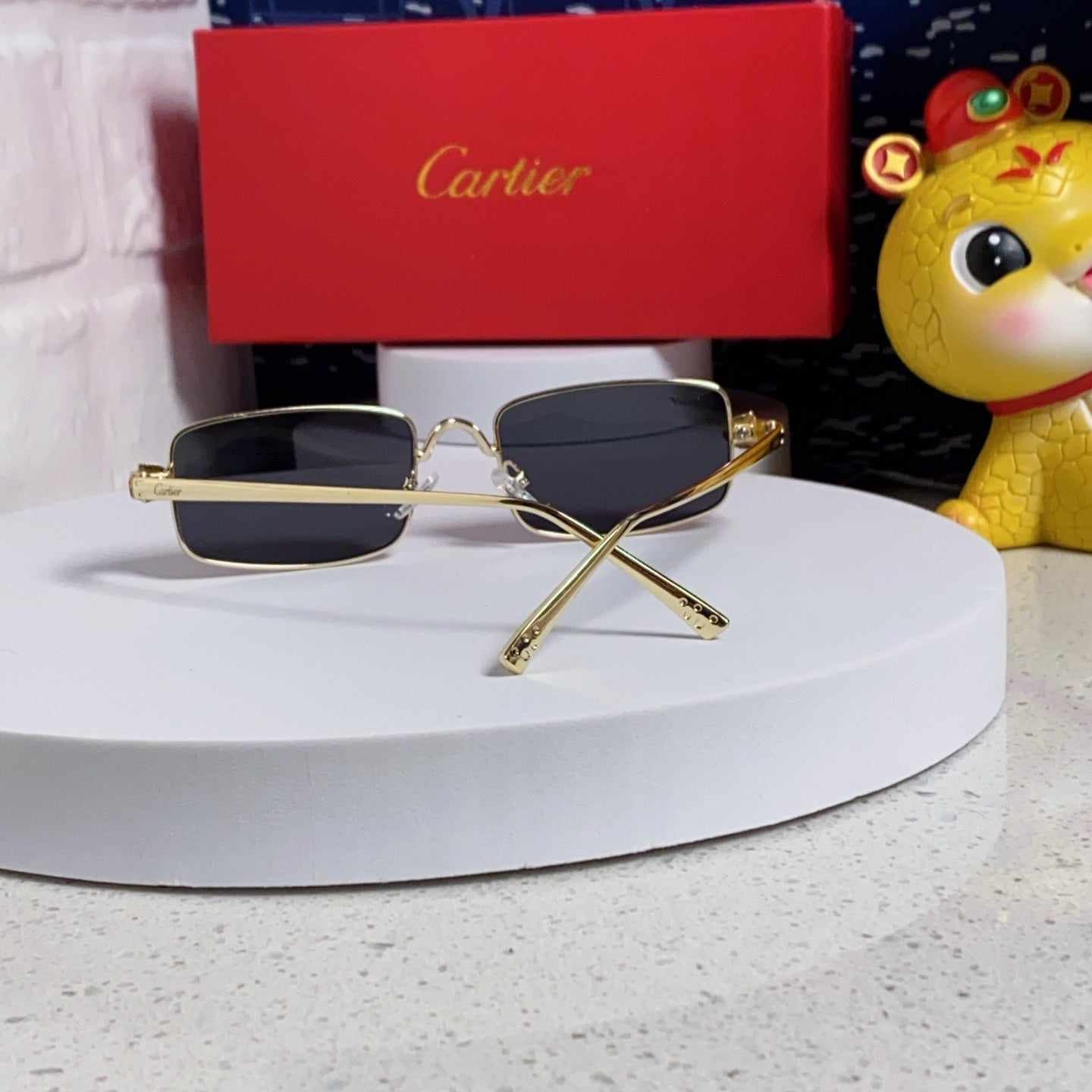 PANTHÈRE RECTANGULAR FRAME SUNGLASSES CT0473S IN METAL