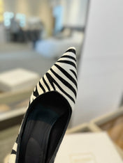 BALMAIN 25S HIGH HEELS 95MM IN WHITE AND BLACK ZEBRA PRINT CALFSKIN