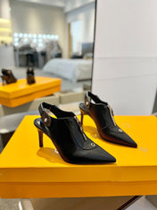 ALLURE HIGH 8 CM SLINGBACK IN BLACK CALFSKIN
