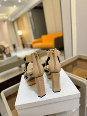 BALMAIN 25S WEDGE HEELS 105MM IN BEIGE CALFSKIN GOLD HARDWARE