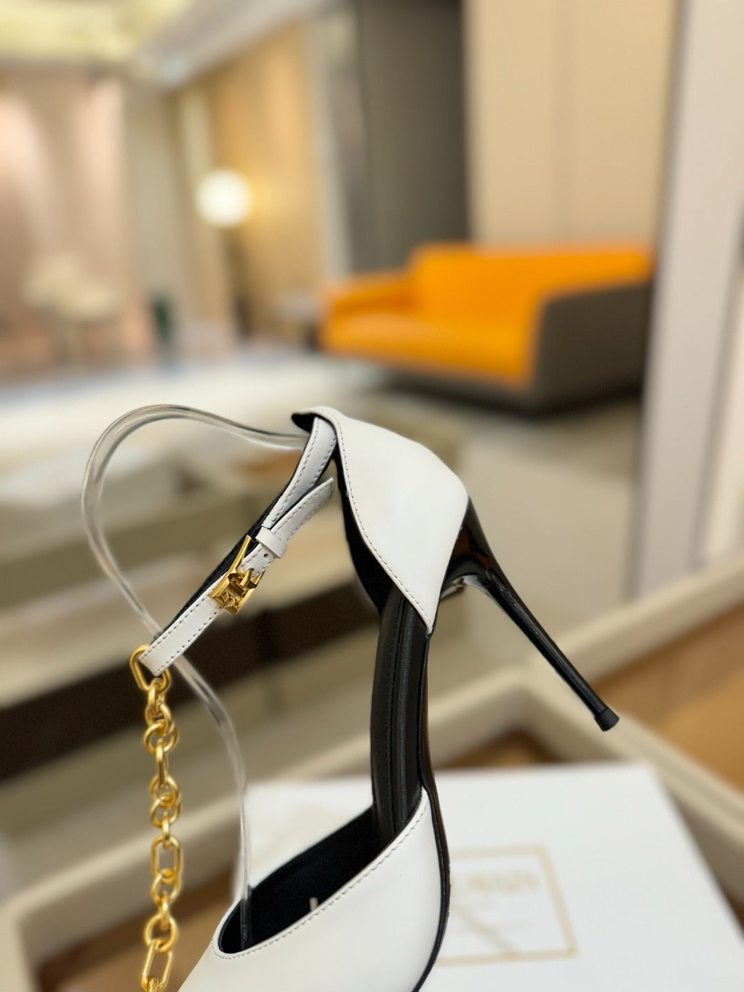 BALMAIN 25S SYNC STILETTOS WITH POINTED TOE 95MM IN WHITE CALFSKIN