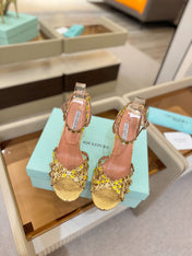 AQUAZZURA 26S STRAPPY HIGH HEELS 105 MM IN GOLD METALLIC TEXTURED LEATHER