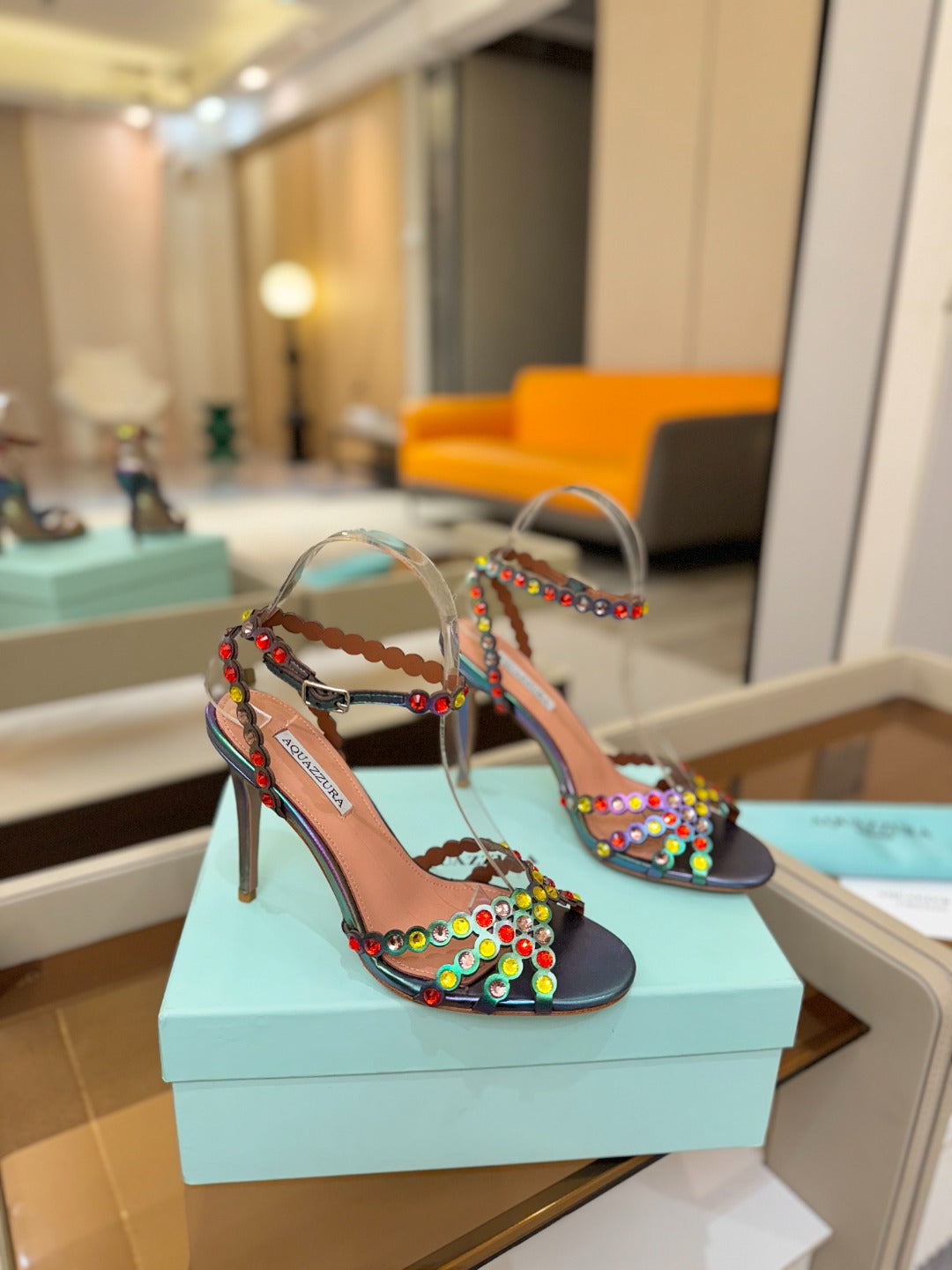 AQUAZZURA 26S STRAPPY HIGH HEELS 105 MM IN METALLIC LAMBSKIN