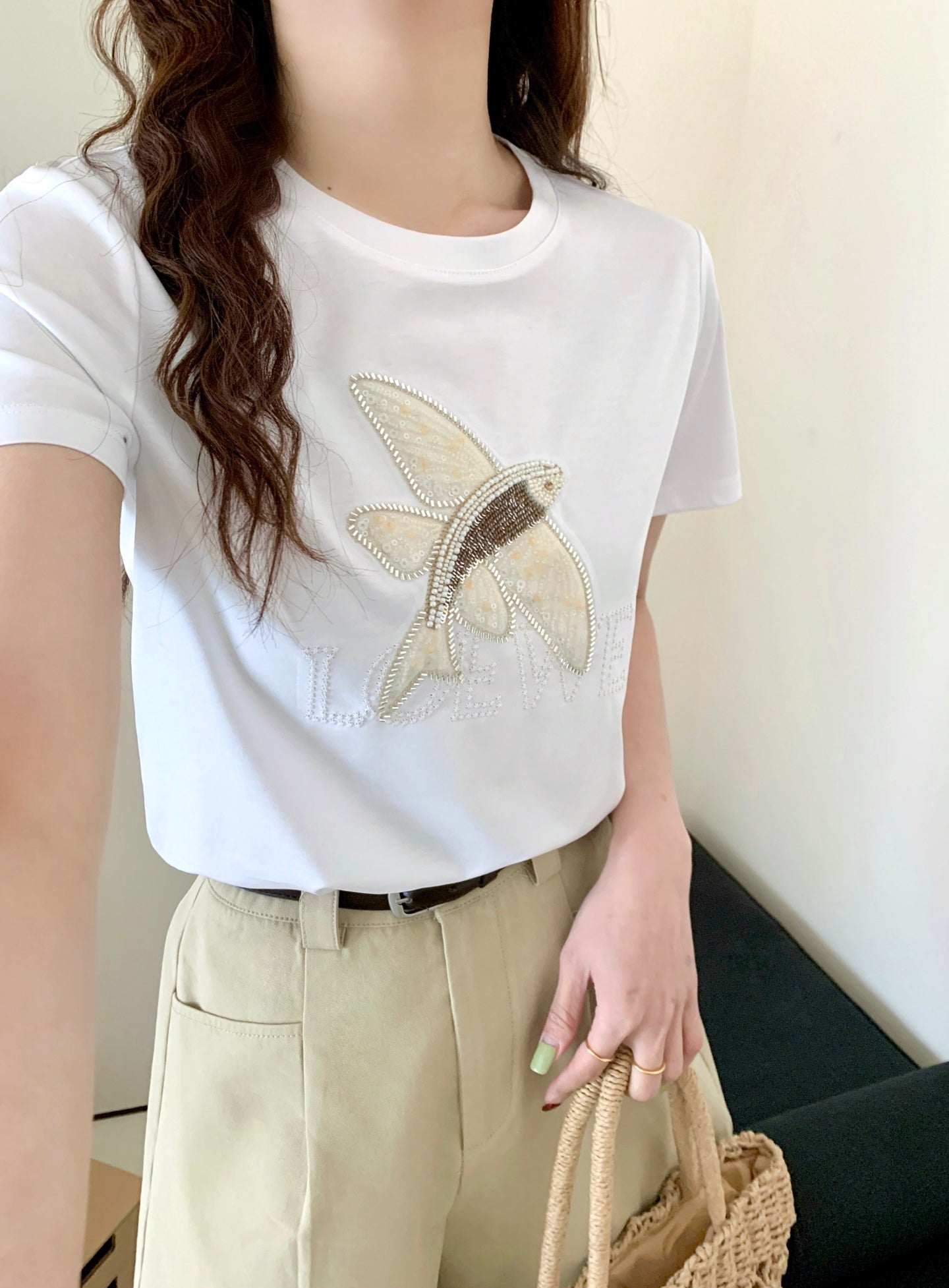 Loewe 25 Three-dimensional Beaded T-shirt Cotton