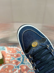 GUCCI 26S SCREENER SNEAKER IN DARK BLUE DENIM AND LEATHER