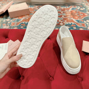 Slip-on Shoes High Sole Cream Color Canvas