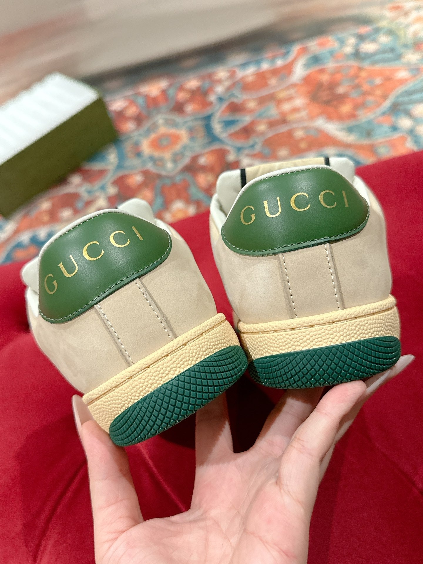 GUCCI 26S SCREENER SNEAKER IN BEIGE SUEDE MIX CANVAS