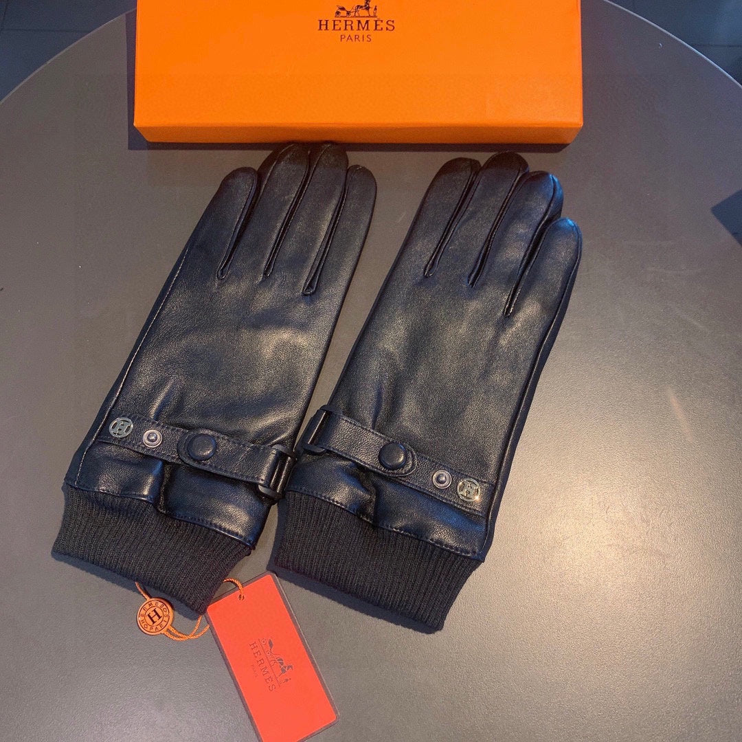 GLOVES IN BLACK SHEEPSKIN AND WOOL 112362