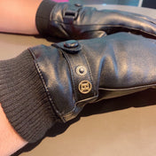 GLOVES IN BLACK SHEEPSKIN AND WOOL 112362