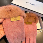 GLOVES IN FLAMINGO PINK WOOL AND RABBIT FUR 420534
